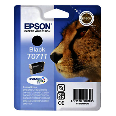 Epson T0711 Cheetah Inkjet Printer Cartridge, Black Epson T0711 Cheetah Inkjet Printer Cartridge, Black